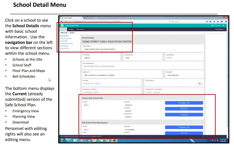 Integrated safe school plan preview
